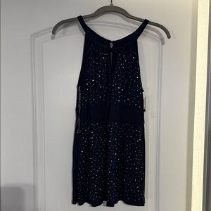 INC International Concepts Navy Top with Metallic Details